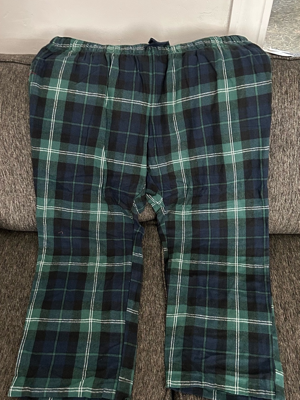 Men’s 2X Green & Navy Plaid Pajama Pants